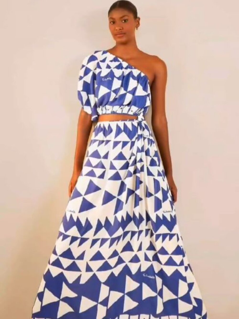FARM Rio Pitta Tiles One Shoulder Maxi Dress NWT AMAZING Linen Dress w Pockets!